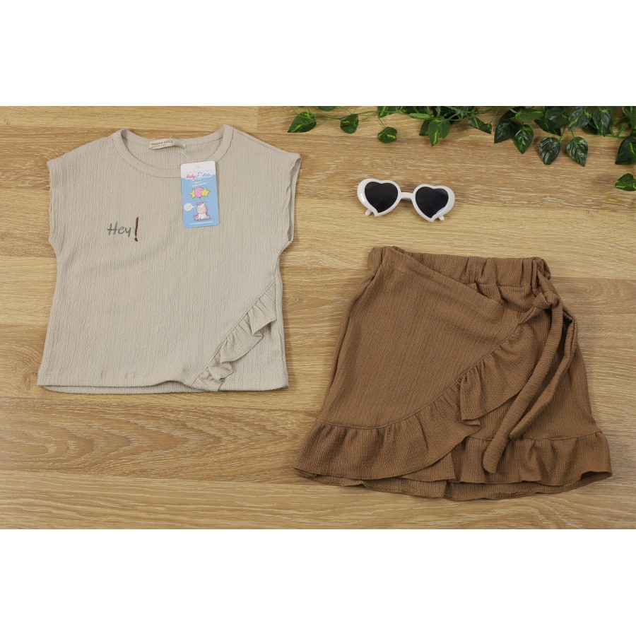 PANDAX 130 KOL FIRFIRLI KETEN KIZ ŞORT TAKIM 7/10