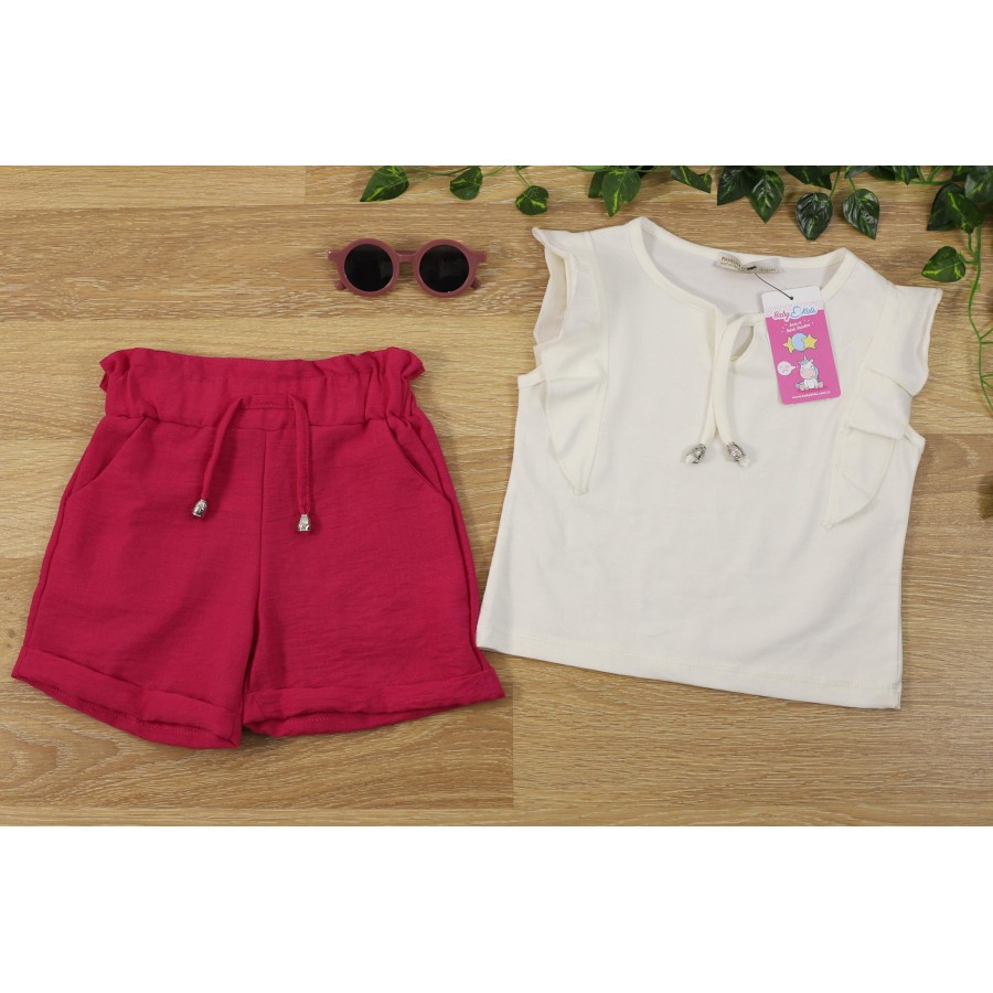 PANDAX 130 KOL FIRFIRLI KETEN KIZ ŞORT TAKIM 7/10